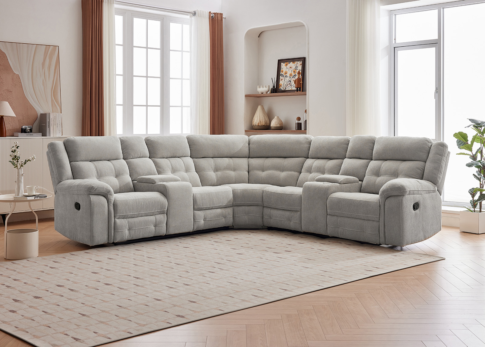 Recliner-kulmasohva TURKU kermanvalkoinen