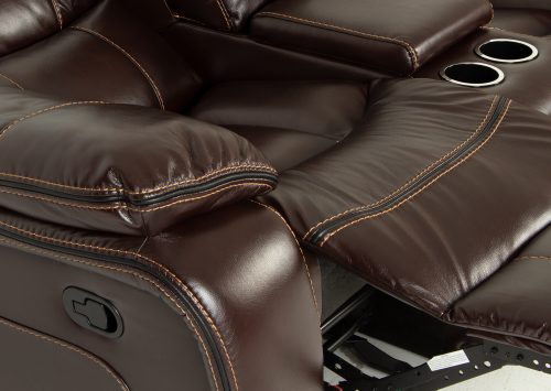 Alternative view of Recliner-sohva DENVER 2-istuttava ruskea PU