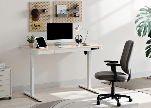ALTUS säädettävä työpöytä, beige/valkoinen