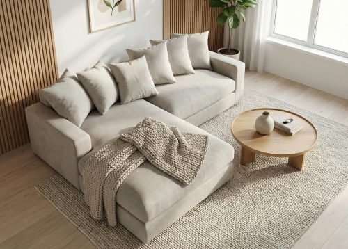 Alternative view of Kulmasohva PAULIINA vasen beige sametti