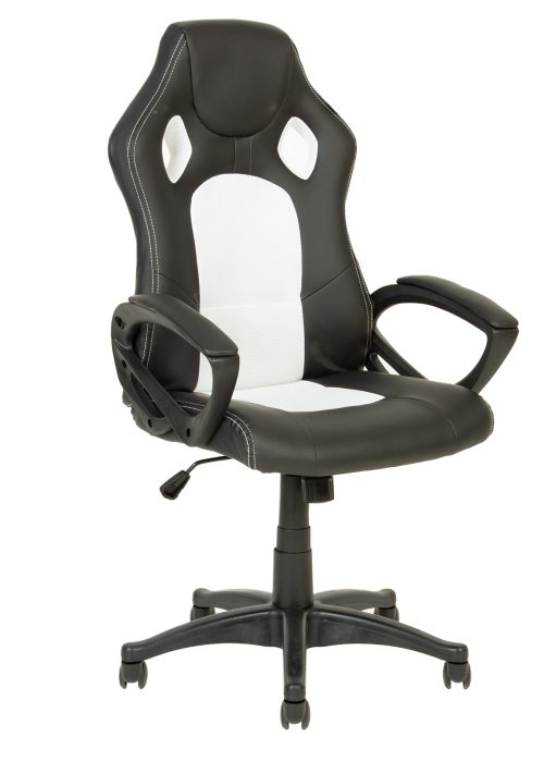 Pelituoli MIKA 611241 valkoinen/musta PU