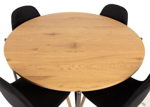 Alternative view of Ruokailuryhmä CORTO pöytätammi 4 tuolia BROOKE musta
